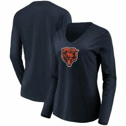 Fanatics Branded Women's Navy Chicago Bears Primary Logo Long Sleeve V-Neck T-Shirt