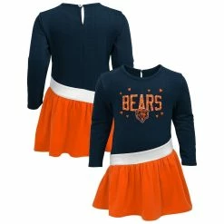 Outerstuff Girls Preschool Navy/Orange Chicago Bears Heart To Heart Jersey Tri-Blend Dress