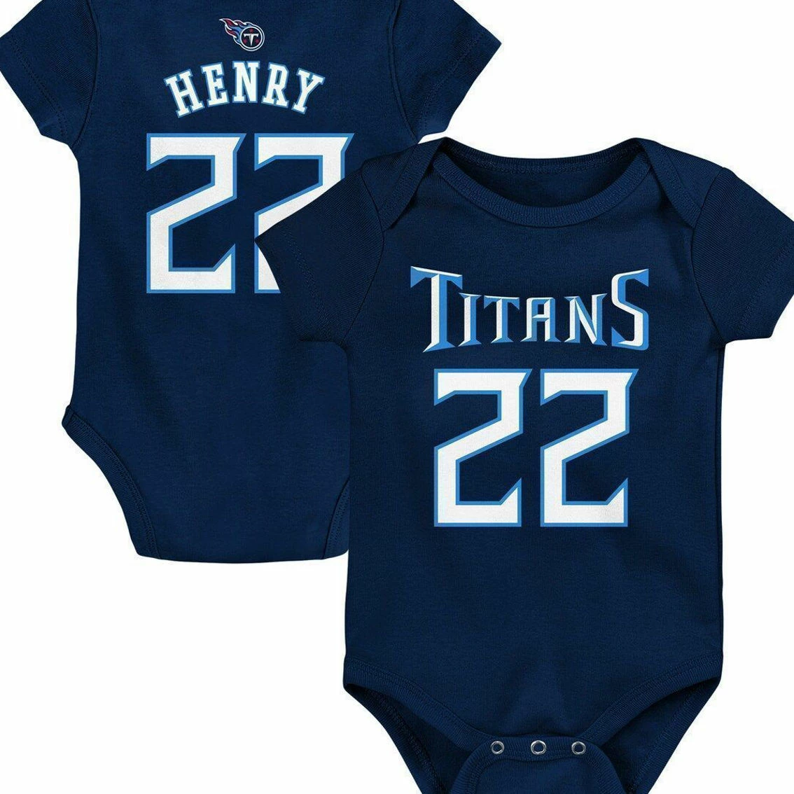 Outerstuff Infant Derrick Henry Navy Tennessee Titans Mainliner Player Name & Number Bodysuit 4 Outerstuff Infant Derrick Henry Navy Tennessee Titans Mainliner Player Name & Number Bodysuit - Image 2