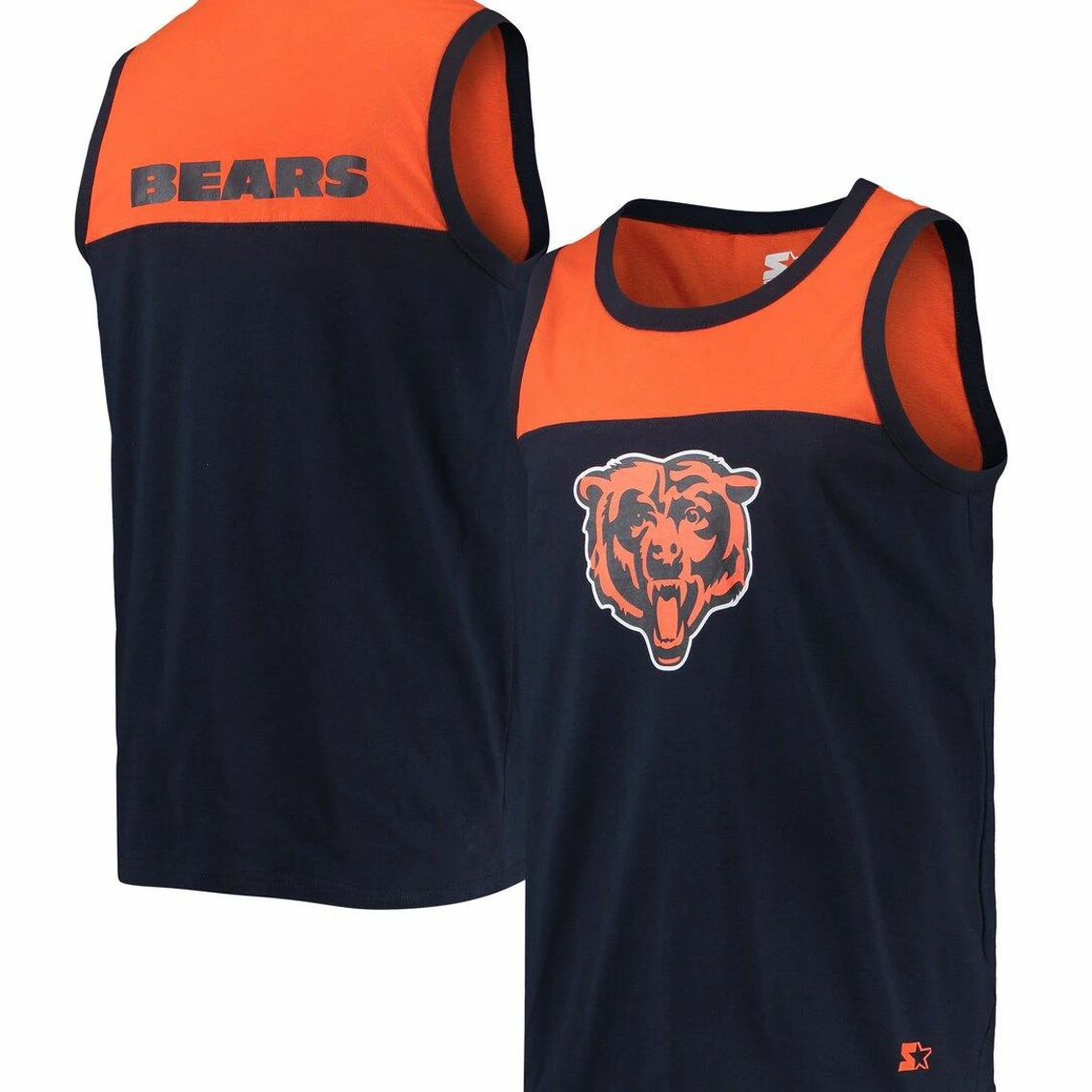 Starter Men's Navy/Orange Chicago Bears Team Down Fashion Tank Top 4 Starter Men's Navy/Orange Chicago Bears Team Down Fashion Tank Top - Image 2