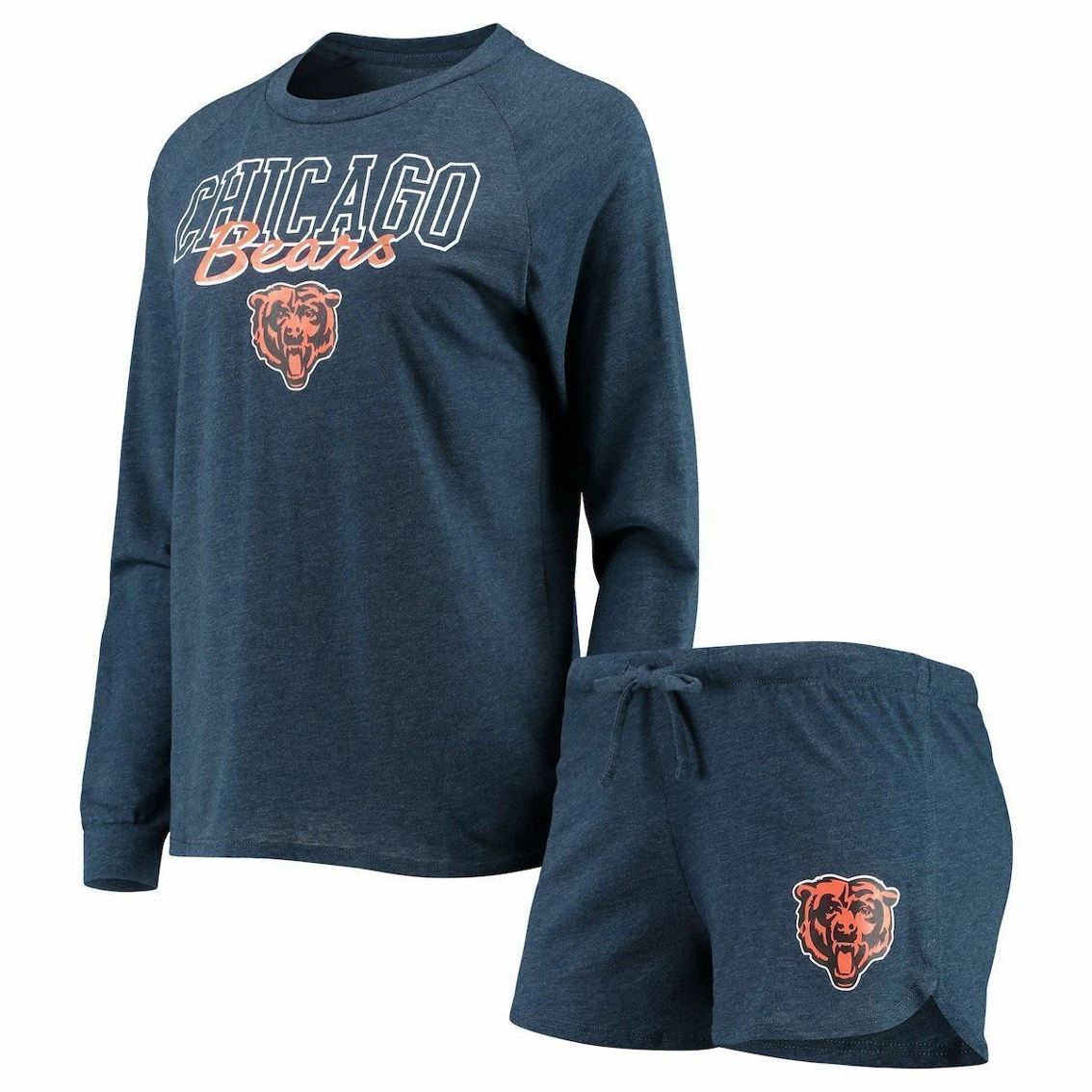 Concepts Sport Women's Navy Chicago Bears Meter Knit Long Sleeve Raglan Top & Shorts Sleep Set 4 Concepts Sport Women's Navy Chicago Bears Meter Knit Long Sleeve Raglan Top & Shorts Sleep Set - Image 2