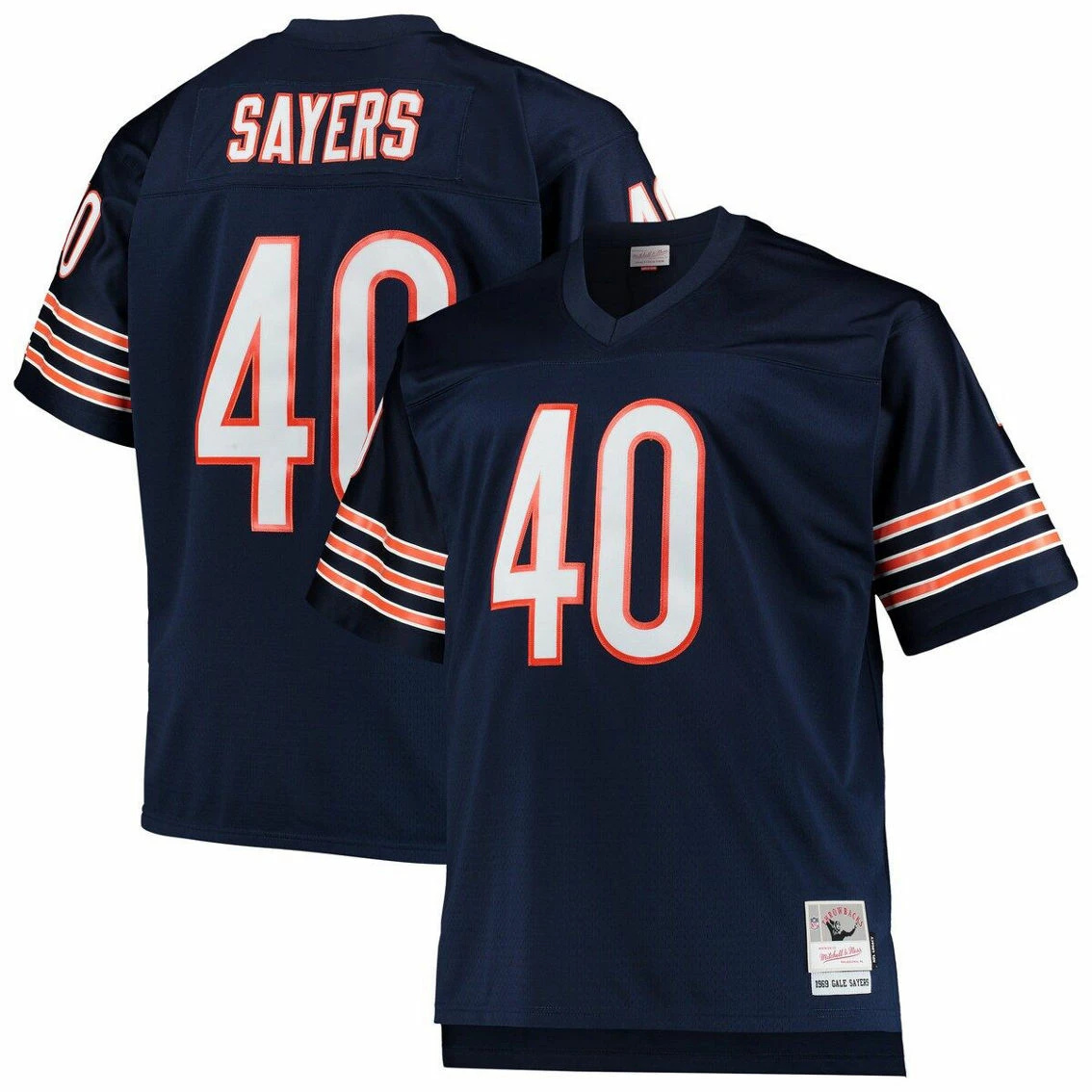 Mitchell & Ness Men's Gale Sayers Navy Chicago Bears Big & Tall 1969 Retired Player Replica Jersey 4 Mitchell & Ness Men's Gale Sayers Navy Chicago Bears Big & Tall 1969 Retired Player Replica Jersey - Image 2
