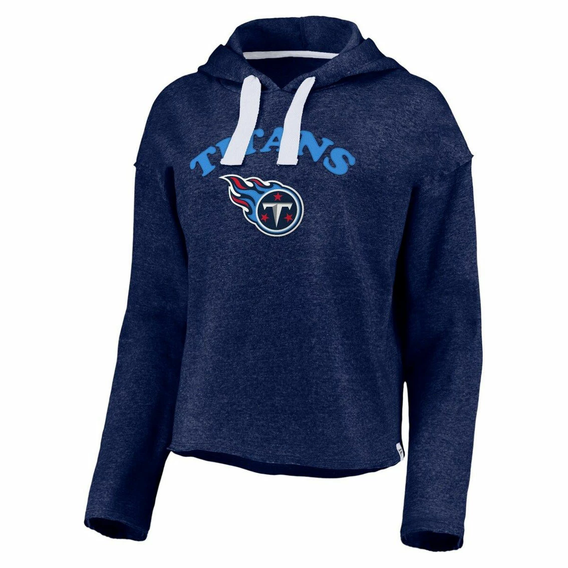 Fanatics Branded Women's Heathered Navy Tennessee Titans Historic Logo Sport Resort Vintage Arc Cropped Raw Edge Pullover Hoodie 5 Fanatics Branded Women's Heathered Navy Tennessee Titans Historic Logo Sport Resort Vintage Arc Cropped Raw Edge Pullover Hoodie - Image 3