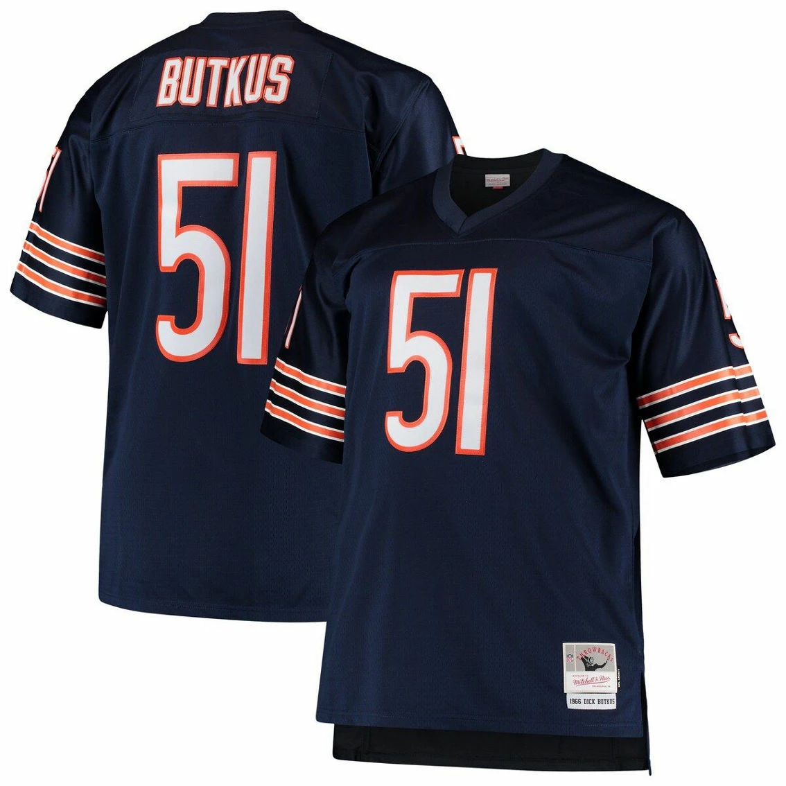 Mitchell & Ness Men's Dick Butkus Navy Chicago Bears Big & Tall 1966 Retired Player Replica Jersey 4 Mitchell & Ness Men's Dick Butkus Navy Chicago Bears Big & Tall 1966 Retired Player Replica Jersey - Image 2