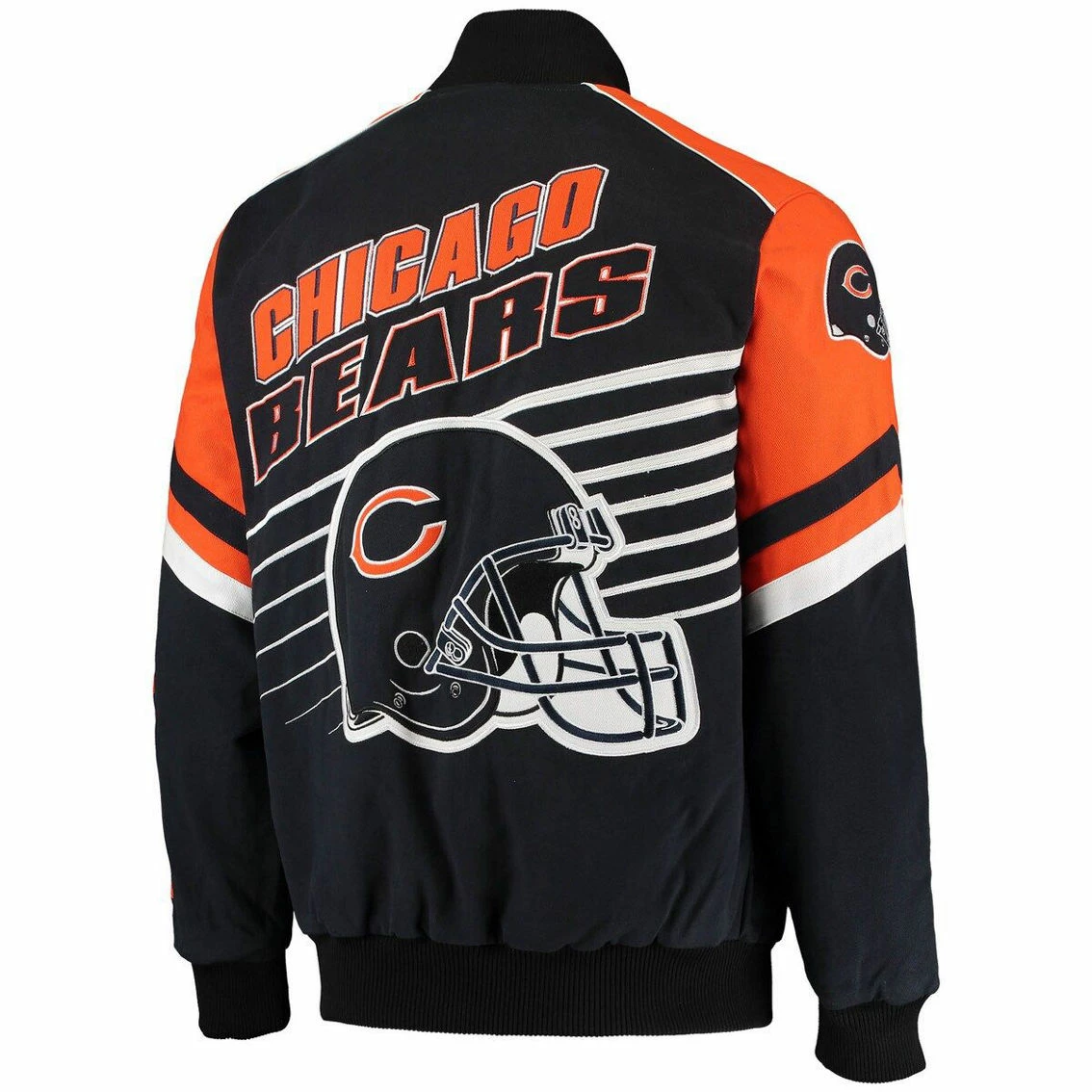 G-III Sports By Carl Banks Men's Navy/Orange Chicago Bears Extreme Strike Cotton Twill Full-Snap Jacket 6 G-III Sports By Carl Banks Men's Navy/Orange Chicago Bears Extreme Strike Cotton Twill Full-Snap Jacket - Image 4