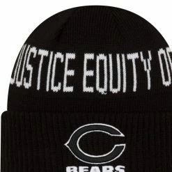 Men's New Era Black Chicago Bears Primary Social Justice Cuffed Knit Hat