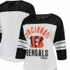 G-III 4Her By Carl Banks Women's White/Black Cincinnati Bengals First Team Three-Quarter Sleeve Mesh T-Shirt 1 G-III 4Her By Carl Banks Women's White/Black Cincinnati Bengals First Team Three-Quarter Sleeve Mesh T-Shirt -Fanatics DSCO1136759901 3550
