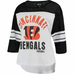 G-III 4Her By Carl Banks Women's White/Black Cincinnati Bengals First Team Three-Quarter Sleeve Mesh T-Shirt -Fanatics DSCO1136759901 3550 ALT2