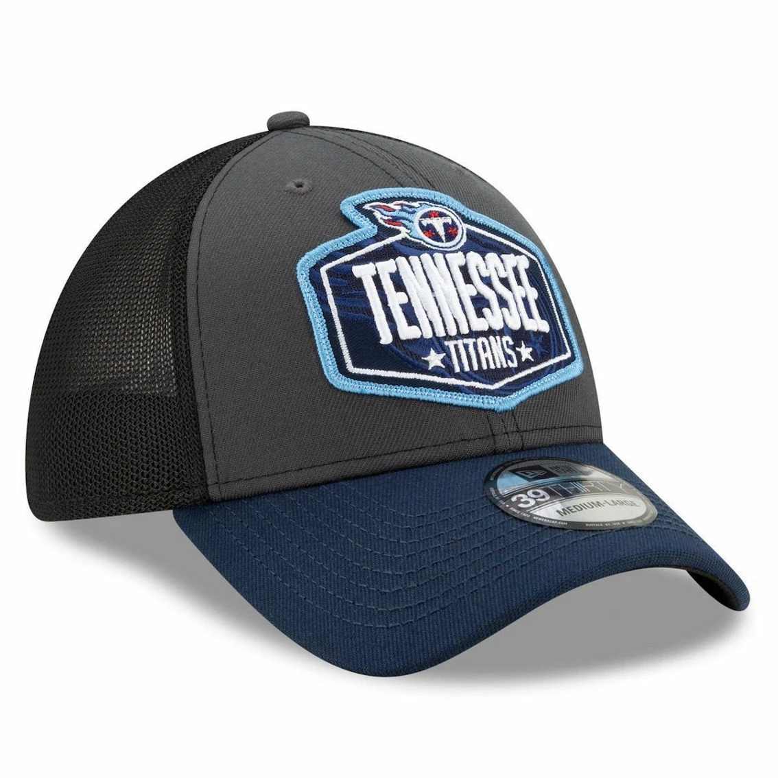 New Era Men's Graphite/Navy Tennessee Titans 2021 NFL Draft Trucker 39THIRTY Flex Hat 6 New Era Men's Graphite/Navy Tennessee Titans 2021 NFL Draft Trucker 39THIRTY Flex Hat - Image 4