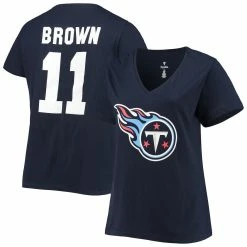 Fanatics Branded Women's AJ Brown Navy Tennessee Titans Plus Size Name & Number V-Neck T-Shirt