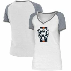 New Era Women's White/Gray Chicago Bears Training Camp Raglan V-Neck T-Shirt