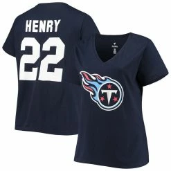 Fanatics Branded Women's Derrick Henry Navy Tennessee Titans Plus Size Name & Number V-Neck T-Shirt