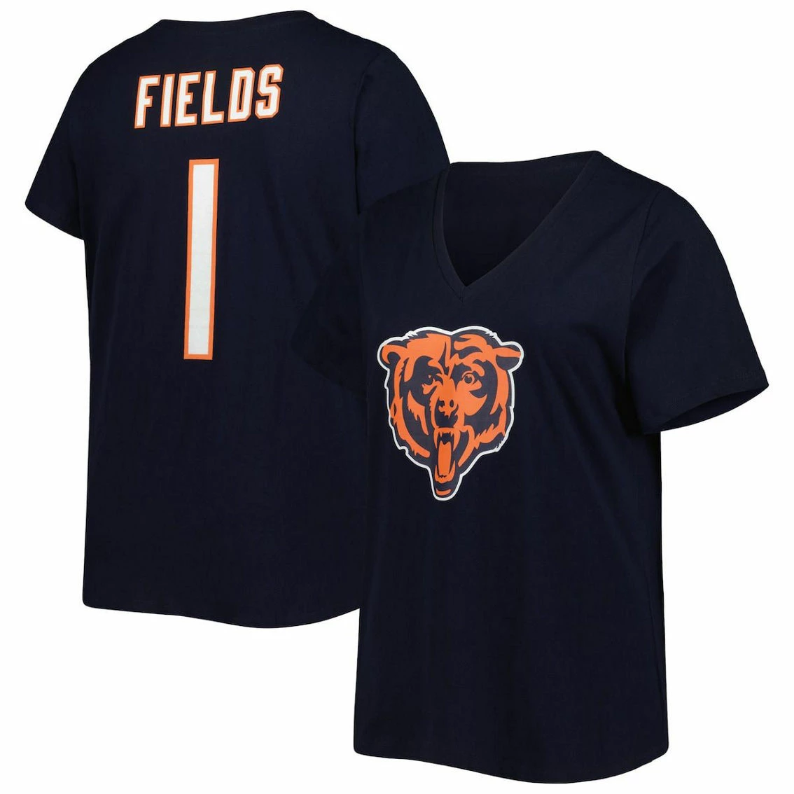 Women's Fanatics Branded Justin Fields Navy Chicago Bears Plus Size Player Name & Number V-Neck T-Shirt 3 Women's Fanatics Branded Justin Fields Navy Chicago Bears Plus Size Player Name & Number V-Neck T-Shirt