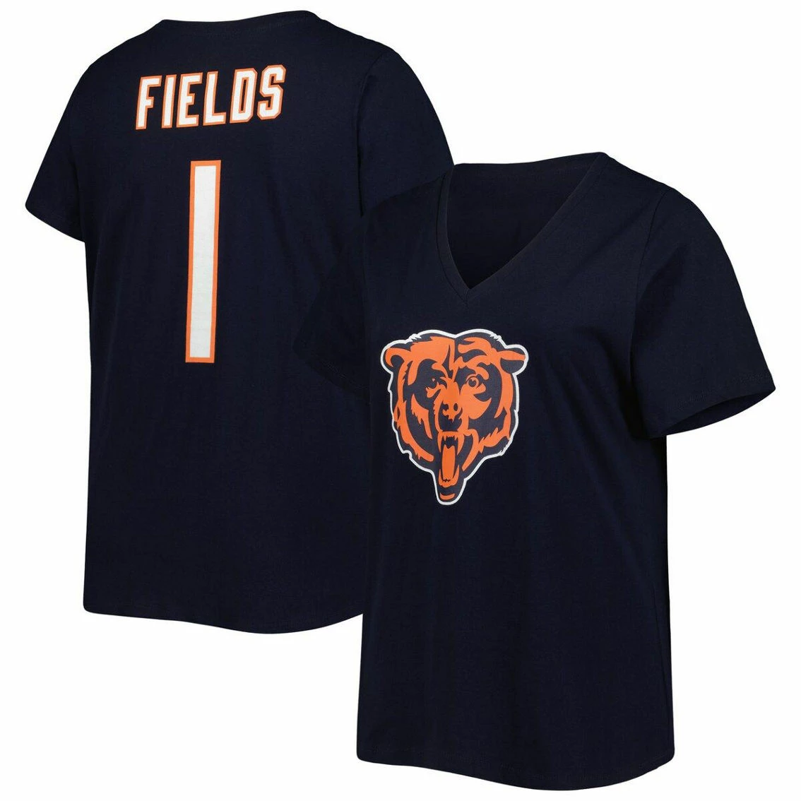 Women's Fanatics Branded Justin Fields Navy Chicago Bears Plus Size Player Name & Number V-Neck T-Shirt 4 Women's Fanatics Branded Justin Fields Navy Chicago Bears Plus Size Player Name & Number V-Neck T-Shirt - Image 2