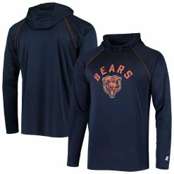 Starter Men's Navy Chicago Bears Raglan Long Sleeve Hoodie T-Shirt