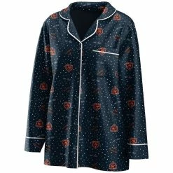 Women's WEAR By Erin Andrews Navy Chicago Bears Plus Size Long Sleeve Button-Up Shirt & Pants Sleep Set -Fanatics DSCO1136763696 1320 ALT2