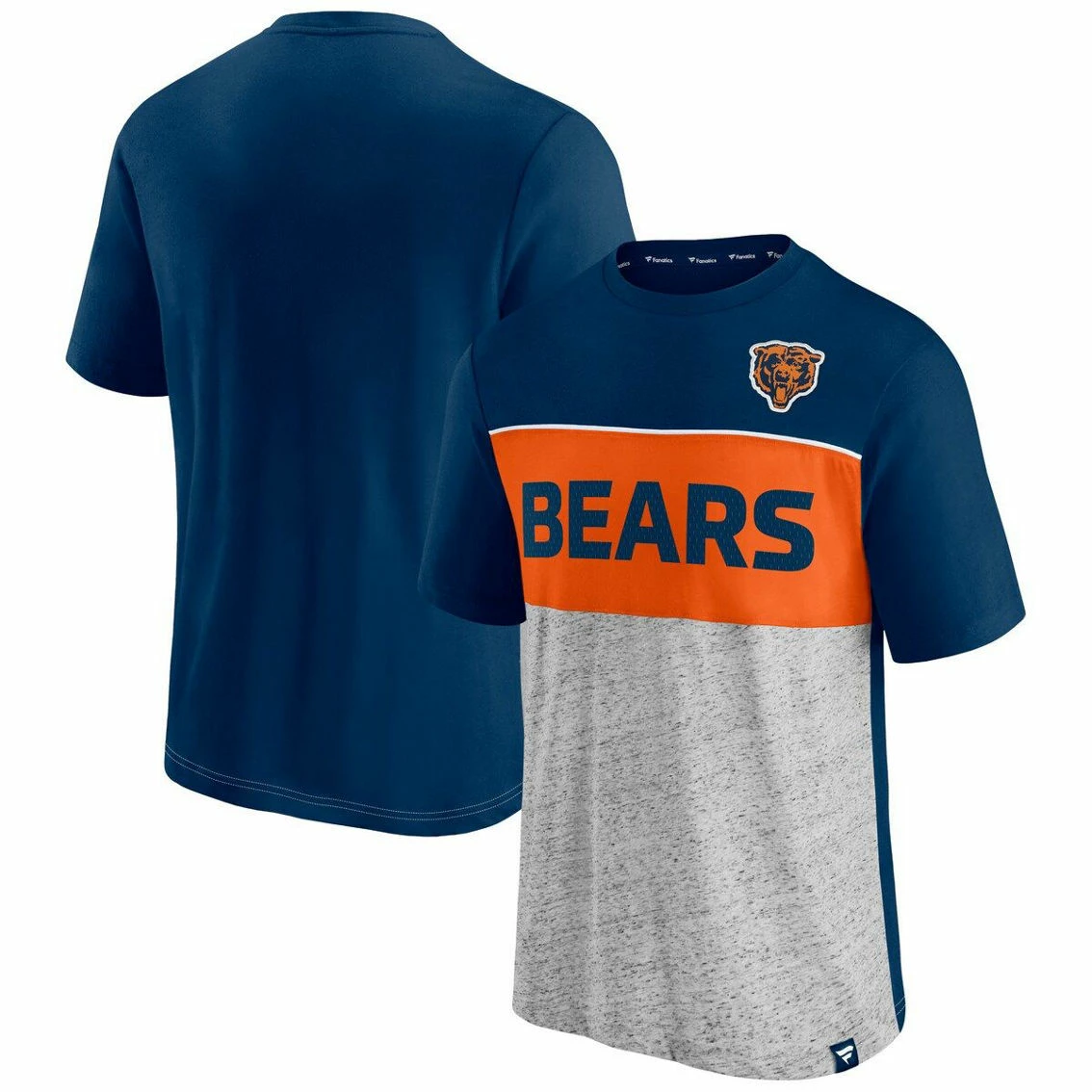 Men's Fanatics Branded Navy/Heathered Gray Chicago Bears Throwback Colorblock T-Shirt 4 Men's Fanatics Branded Navy/Heathered Gray Chicago Bears Throwback Colorblock T-Shirt - Image 2