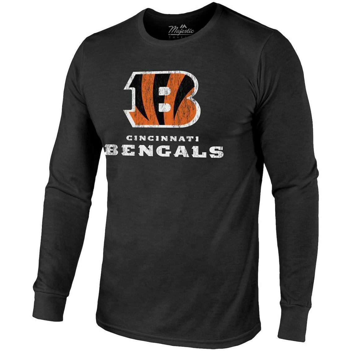 Majestic Threads Cincinnati Bengals Threads Lockup Tri-Blend Long Sleeve T-Shirt - Black 5 Majestic Threads Cincinnati Bengals Threads Lockup Tri-Blend Long Sleeve T-Shirt - Black - Image 3