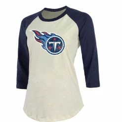 Majestic Threads Women's Derrick Henry Cream/Navy Tennessee Titans Player Raglan Name & Number 3/4-Sleeve T-Shirt -Fanatics DSCO1136765006 6662 ALT2