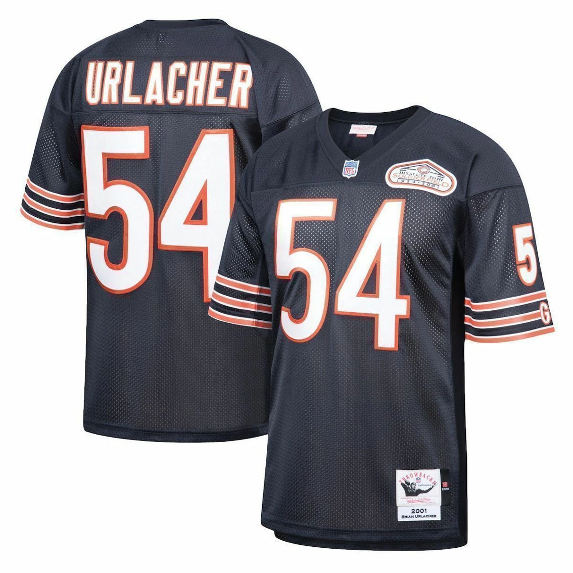 Mitchell & Ness Men's Brian Urlacher Navy Chicago Bears 2001 Authentic Throwback Retired Player Jersey 4 Mitchell & Ness Men's Brian Urlacher Navy Chicago Bears 2001 Authentic Throwback Retired Player Jersey - Image 2