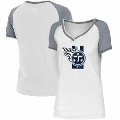New Era Women's White/Gray Tennessee Titans Training Camp Raglan V-Neck T-Shirt -Fanatics DSCO1136769075 3550 ALT1