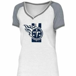 New Era Women's White/Gray Tennessee Titans Training Camp Raglan V-Neck T-Shirt -Fanatics DSCO1136769075 3550 ALT2