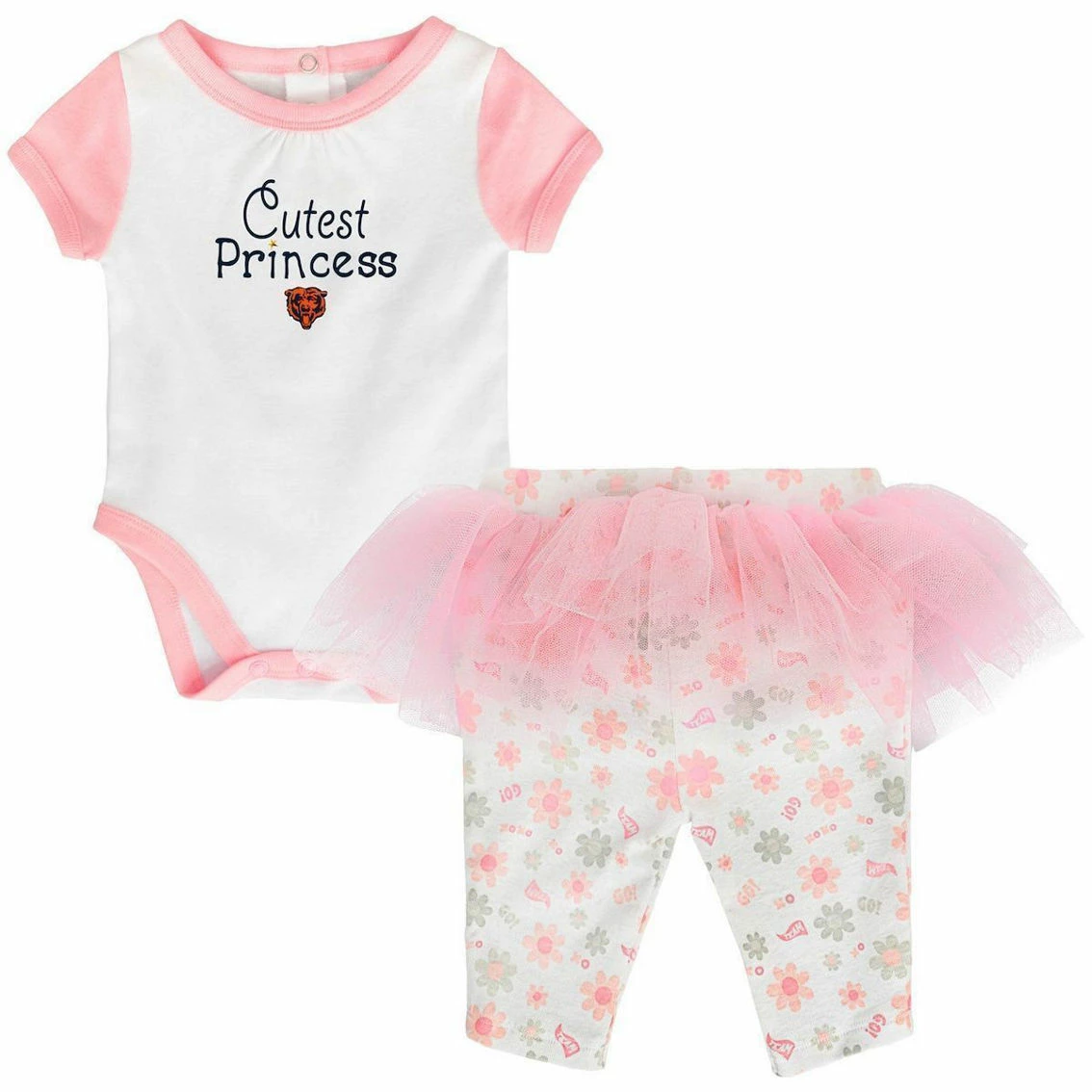 Outerstuff Girls Newborn & Infant White/Pink Chicago Bears Lil Princess Bodysuit & Tutu Leggings Set 4 Outerstuff Girls Newborn & Infant White/Pink Chicago Bears Lil Princess Bodysuit & Tutu Leggings Set - Image 2