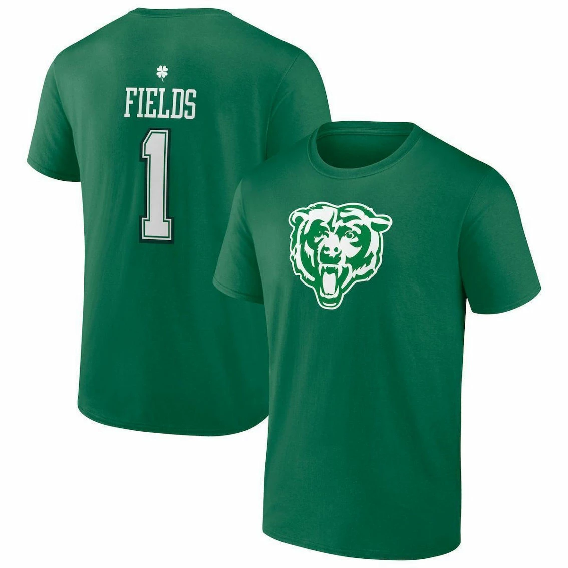 Men's Fanatics Branded Justin Fields Green Chicago Bears St. Patrick's Day Icon Player T-Shirt 4 Men's Fanatics Branded Justin Fields Green Chicago Bears St. Patrick's Day Icon Player T-Shirt - Image 2