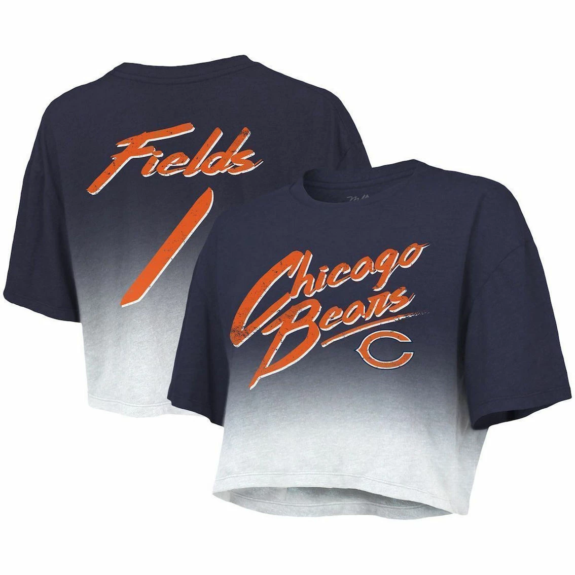 Majestic Threads Women's Threads Justin Fields Navy/White Chicago Bears Drip-Dye Player Name & Number Tri-Blend Crop T-Shirt 4 Majestic Threads Women's Threads Justin Fields Navy/White Chicago Bears Drip-Dye Player Name & Number Tri-Blend Crop T-Shirt - Image 2