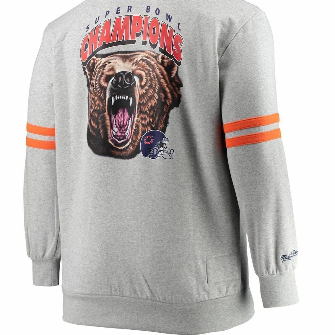 Mitchell & Ness Men's Heathered Gray Chicago Bears Big & Tall Allover Print Pullover Sweatshirt 6 Mitchell & Ness Men's Heathered Gray Chicago Bears Big & Tall Allover Print Pullover Sweatshirt - Image 4