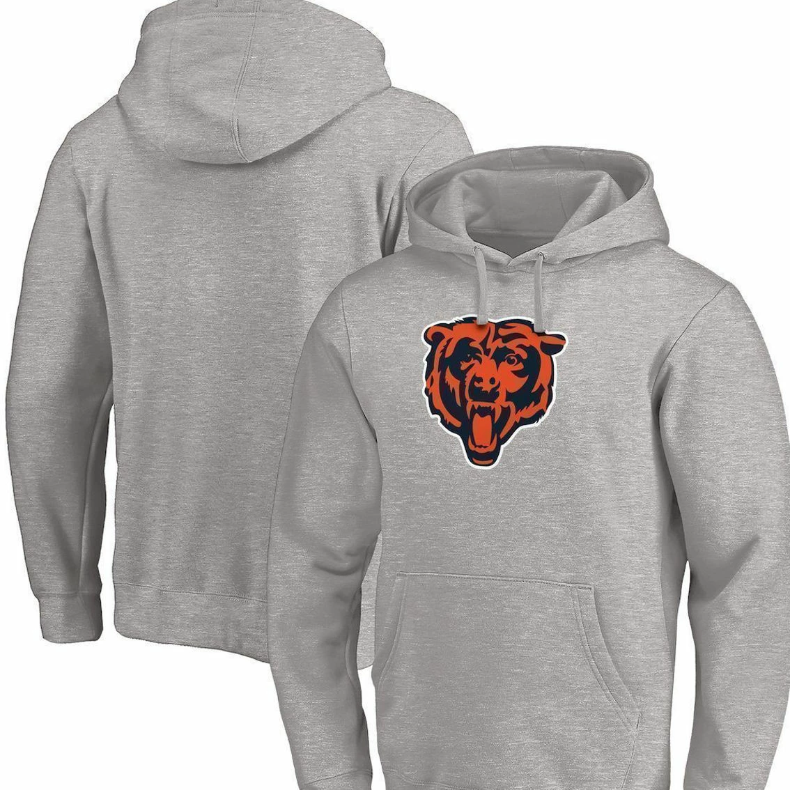 Men's Fanatics Branded Heather Gray Chicago Bears Primary Logo Fitted Pullover Hoodie 4 Men's Fanatics Branded Heather Gray Chicago Bears Primary Logo Fitted Pullover Hoodie - Image 2