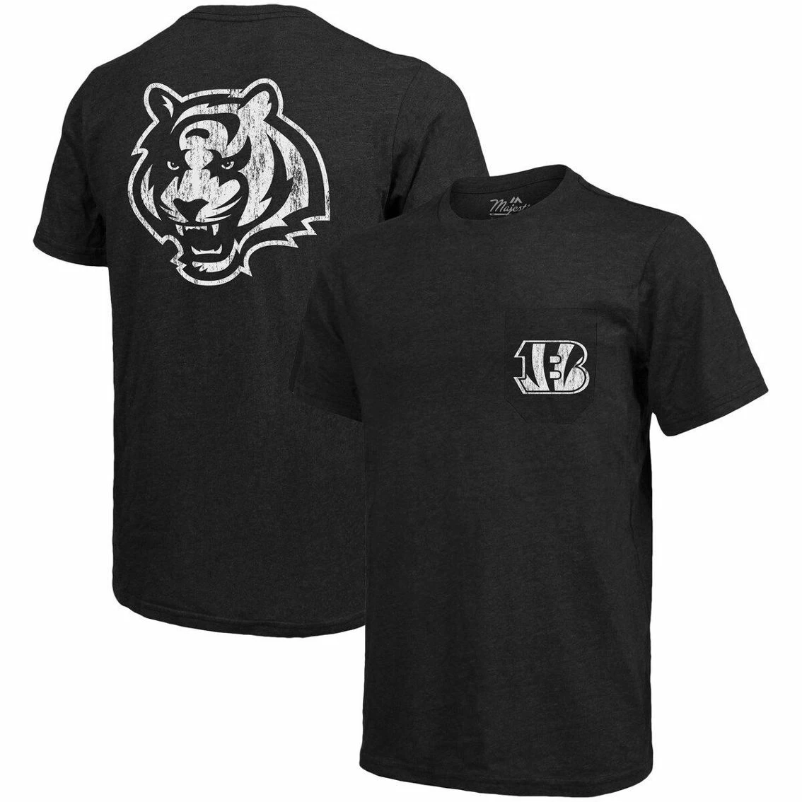 Majestic Threads Cincinnati Bengals Threads Tri-Blend Pocket T-Shirt - Black 4 Majestic Threads Cincinnati Bengals Threads Tri-Blend Pocket T-Shirt - Black - Image 2