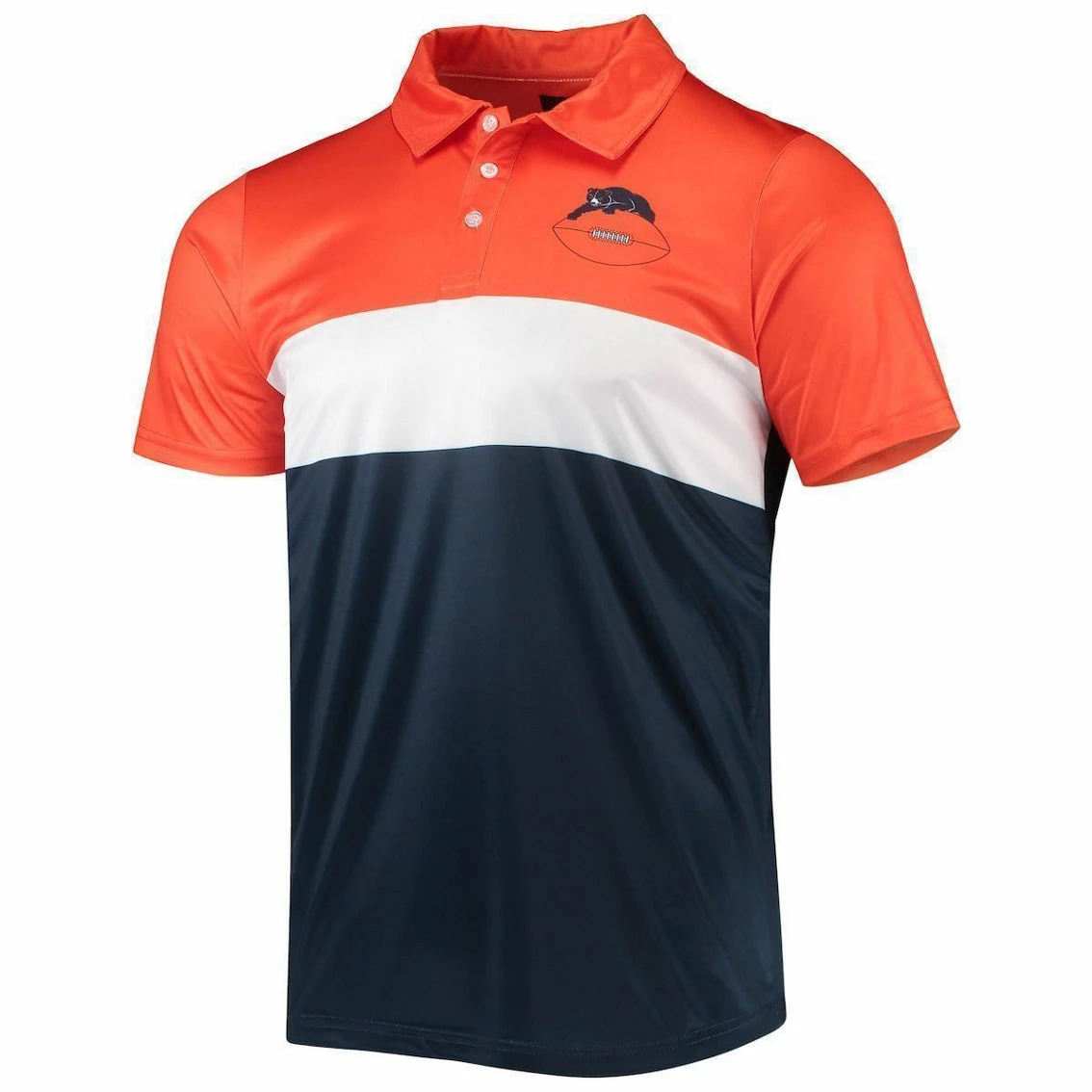 FOCO Men's Orange/Navy Chicago Bears Retro Colorblock Polo 5 FOCO Men's Orange/Navy Chicago Bears Retro Colorblock Polo - Image 3