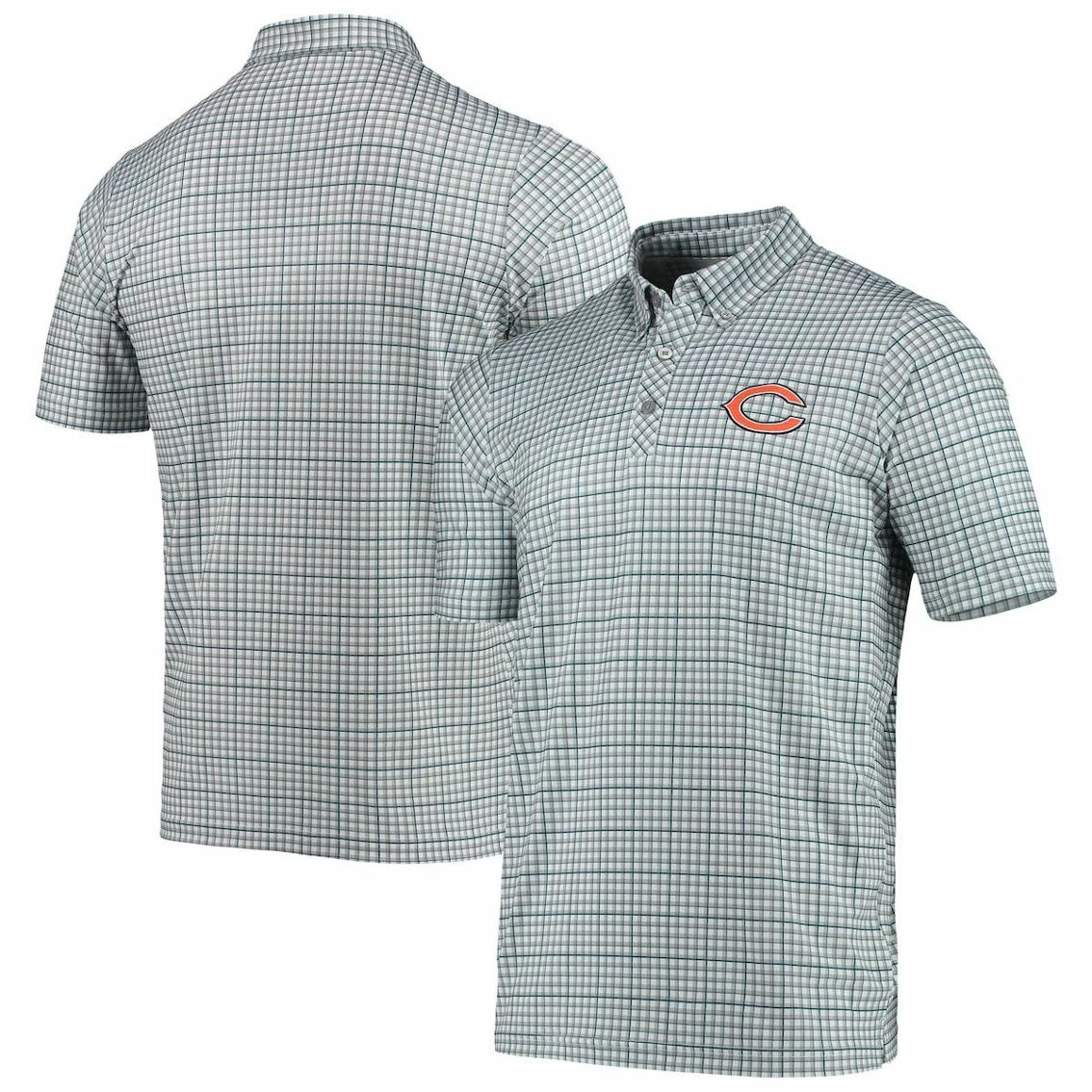 Antigua Men's Gray/Navy Chicago Bears Deliver Button-Down Polo 3 Antigua Men's Gray/Navy Chicago Bears Deliver Button-Down Polo