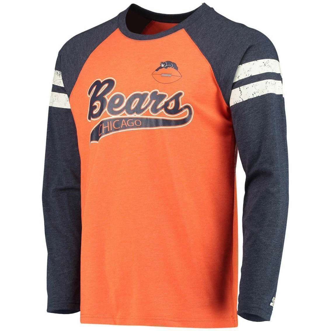 Men's Starter Orange/Navy Chicago Bears Throwback League Raglan Long Sleeve Tri-Blend T-Shirt 5 Men's Starter Orange/Navy Chicago Bears Throwback League Raglan Long Sleeve Tri-Blend T-Shirt - Image 3