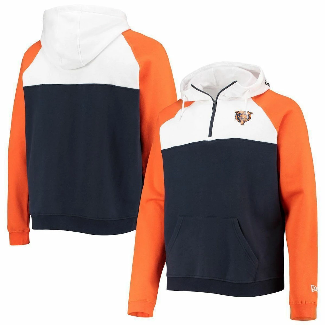 Men's New Era Navy/White Chicago Bears Gametime Raglan Quarter-Zip Hoodie 3 Men's New Era Navy/White Chicago Bears Gametime Raglan Quarter-Zip Hoodie