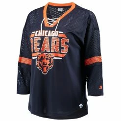 Starter Women's Navy Chicago Bears Lead Game Lace-Up V-Neck 3/4-Sleeve T-Shirt 8 Starter Women's Navy Chicago Bears Lead Game Lace-Up V-Neck 3/4-Sleeve T-Shirt -Fanatics DSCO1136782337 1320 ALT2