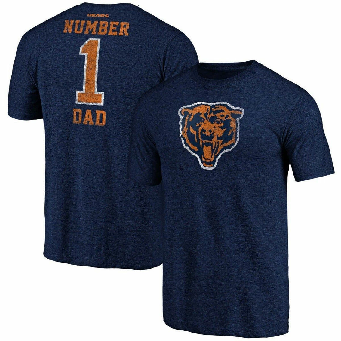 Fanatics Branded Men's Heathered Navy Chicago Bears Greatest Dad Retro Tri-Blend T-Shirt 4 Fanatics Branded Men's Heathered Navy Chicago Bears Greatest Dad Retro Tri-Blend T-Shirt - Image 2