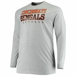 Fanatics Branded Men's Heathered Gray Cincinnati Bengals Big & Tall Practice Long Sleeve T-Shirt -Fanatics DSCO1136783361 1927 ALT2