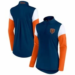 Women's Fanatics Branded Navy/Orange Chicago Bears Block Party Team Authentic Quarter-Zip Jacket