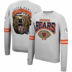 Men's Mitchell & Ness Heathered Gray Chicago Bears Allover Print Fleece Pullover Sweatshirt -Fanatics DSCO1136785112 1927 ALT1