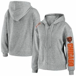 WEAR By Erin Andrews Women's Heathered Gray Chicago Bears Full-Zip Hoodie