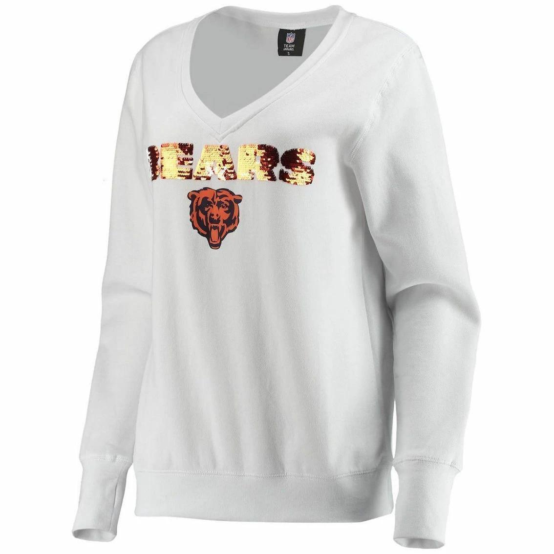 Cuce Women's White Chicago Bears Victory V-Neck Pullover Sweatshirt 5 Cuce Women's White Chicago Bears Victory V-Neck Pullover Sweatshirt - Image 3