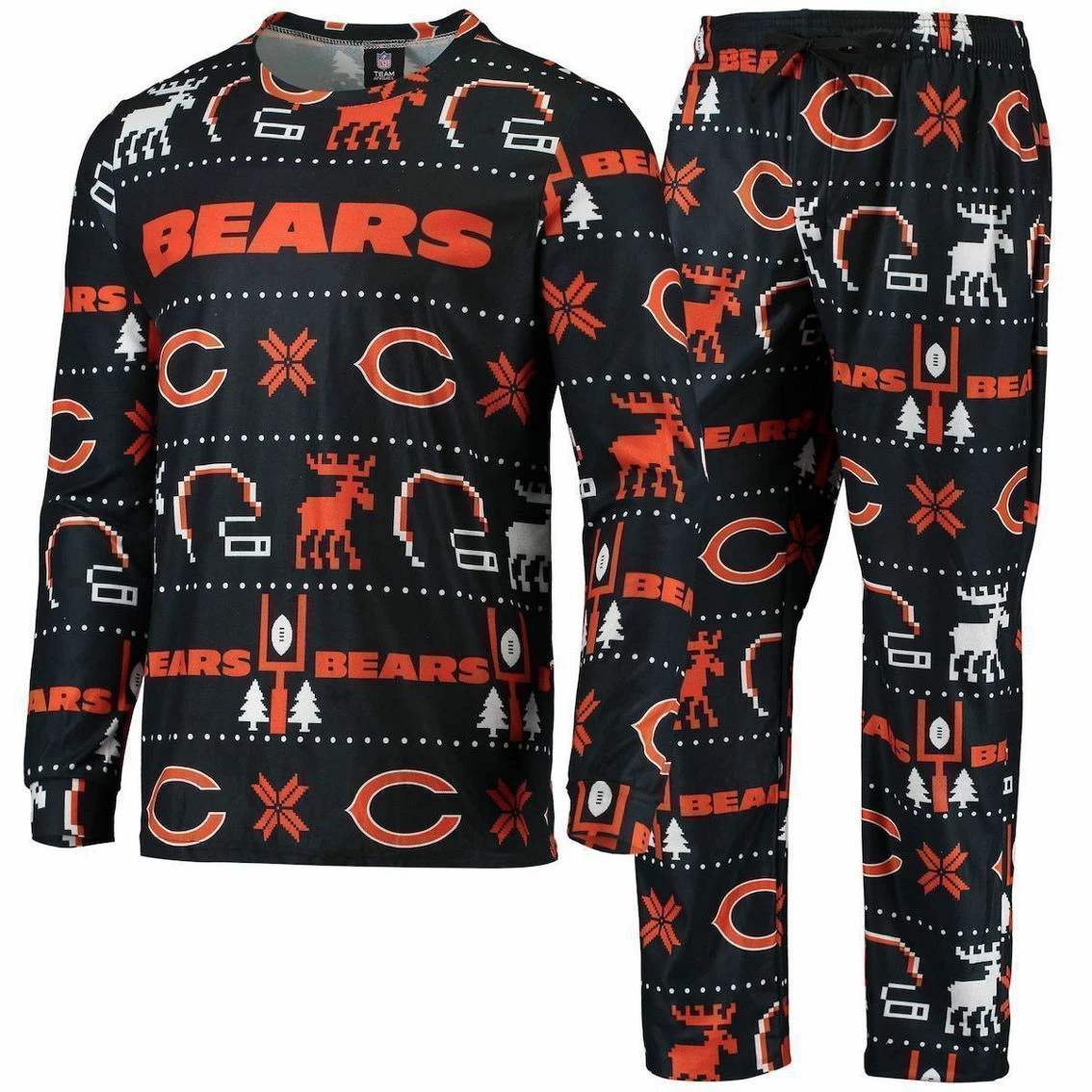FOCO Men's Navy Chicago Bears Wordmark Ugly Pajama Set 4 FOCO Men's Navy Chicago Bears Wordmark Ugly Pajama Set - Image 2