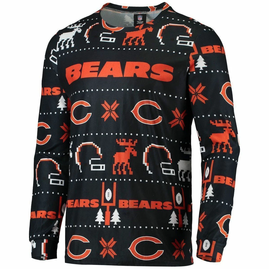 FOCO Men's Navy Chicago Bears Wordmark Ugly Pajama Set 5 FOCO Men's Navy Chicago Bears Wordmark Ugly Pajama Set - Image 3