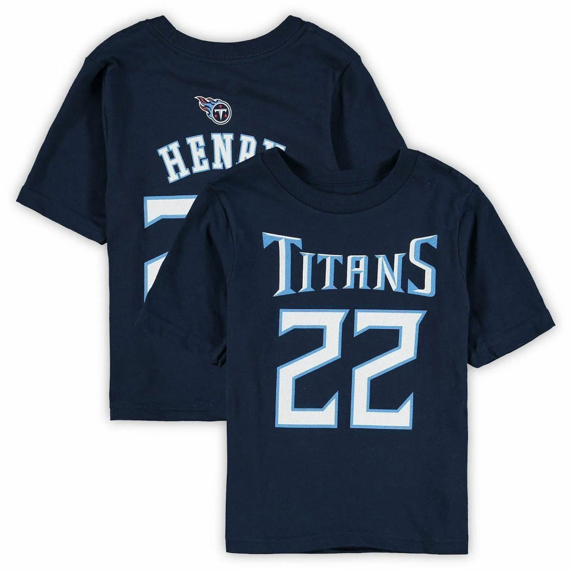 Outerstuff Preschool Navy Derrick Henry Tennessee Titans Mainliner Player Name & Number T-Shirt 4 Outerstuff Preschool Navy Derrick Henry Tennessee Titans Mainliner Player Name & Number T-Shirt - Image 2