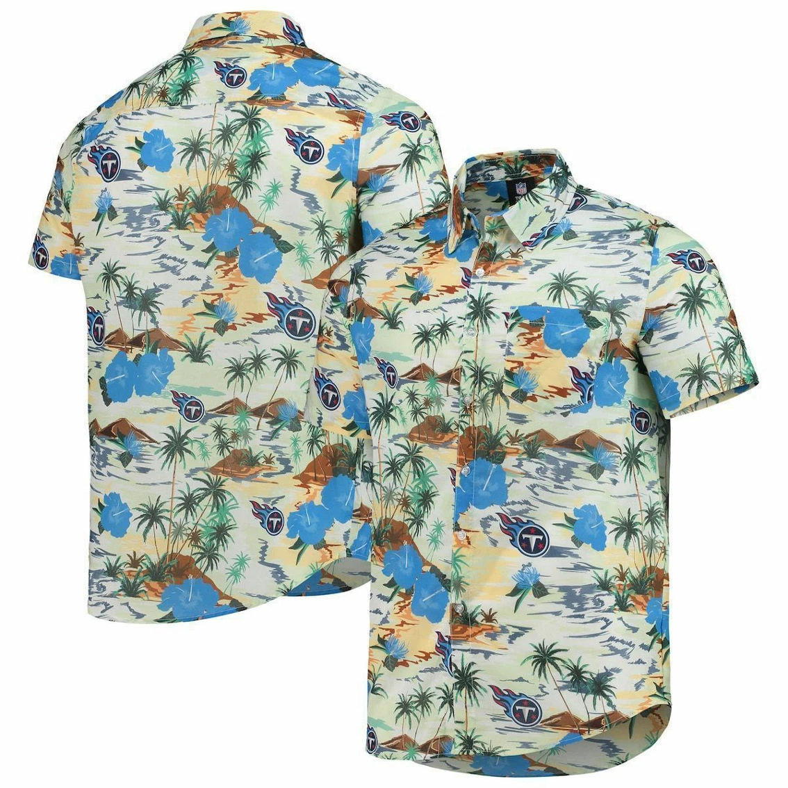 FOCO Men's Cream Tennessee Titans Paradise Floral Button-Up Shirt 3 FOCO Men's Cream Tennessee Titans Paradise Floral Button-Up Shirt