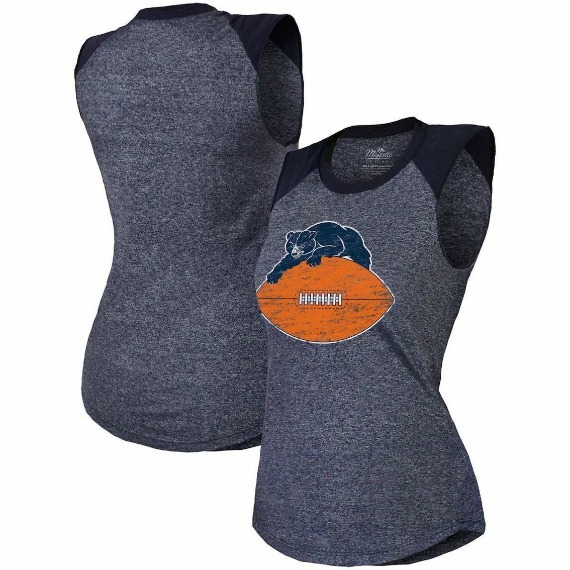 Majestic Threads Women's Threads Navy Chicago Bears Retro Tri-Blend Raglan Muscle Tank Top 4 Majestic Threads Women's Threads Navy Chicago Bears Retro Tri-Blend Raglan Muscle Tank Top - Image 2