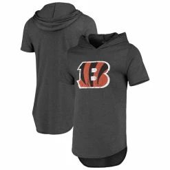 Majestic Threads Men's Threads Black Cincinnati Bengals Primary Logo Tri-Blend Hoodie T-Shirt