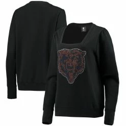 Cuce Women's Black Chicago Bears Winners Square Neck Pullover Sweatshirt
